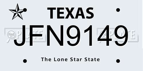 JFN9149 Texas License Plate