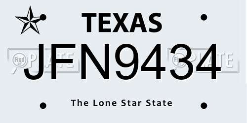 JFN9434 Texas License Plate