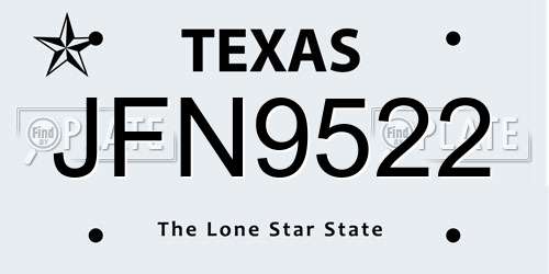 JFN9522 Texas License Plate