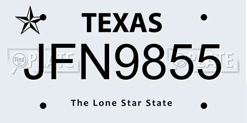 JFN9855 Texas License Plate
