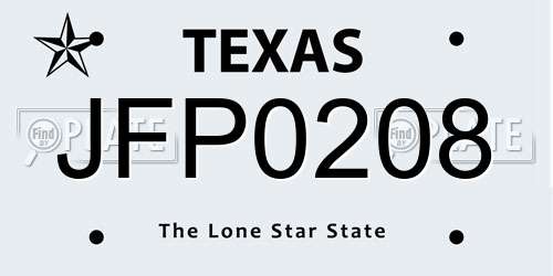 JFP0208 Texas License Plate
