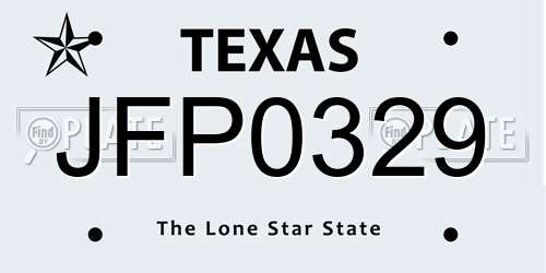 JFP0329 Texas License Plate