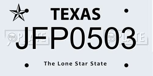 JFP0503 Texas License Plate