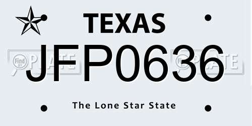 JFP0636 Texas License Plate