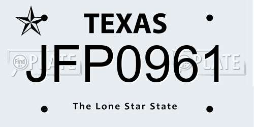 JFP0961 Texas License Plate