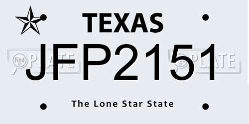 JFP2151 Texas License Plate
