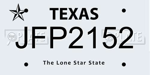 JFP2152 Texas License Plate
