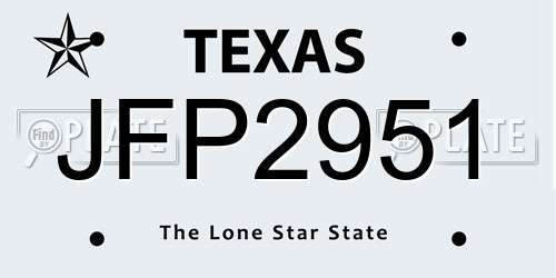 JFP2951 Texas License Plate