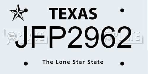 JFP2962 Texas License Plate