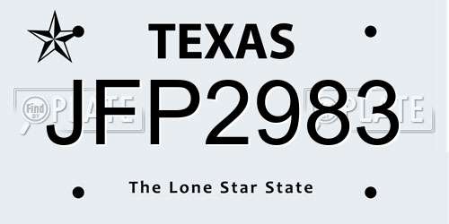 JFP2983 Texas License Plate