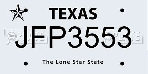 JFP3553 Texas License Plate