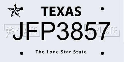 JFP3857 Texas License Plate