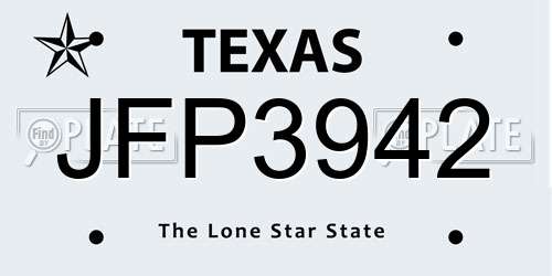 JFP3942 Texas License Plate