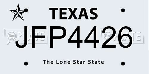 JFP4426 Texas License Plate