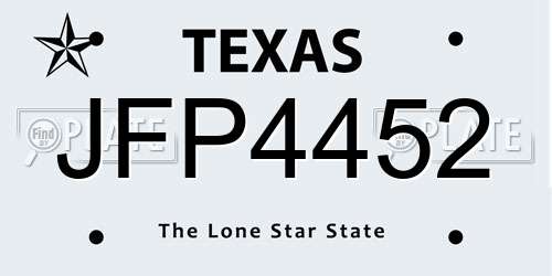 JFP4452 Texas License Plate