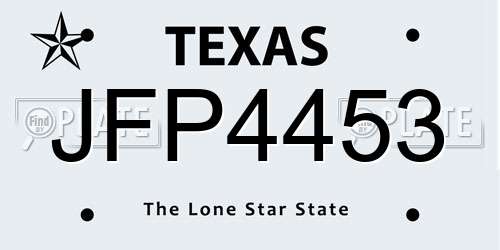 JFP4453 Texas License Plate