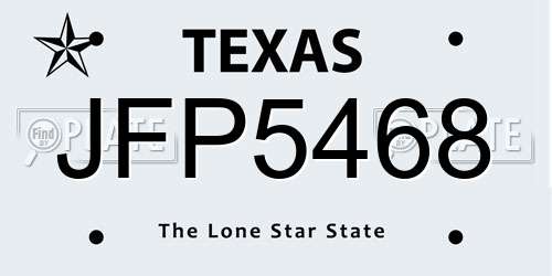 JFP5468 Texas License Plate