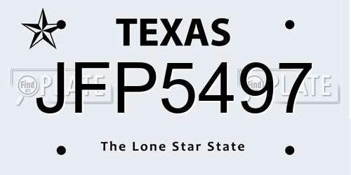 JFP5497 Texas License Plate