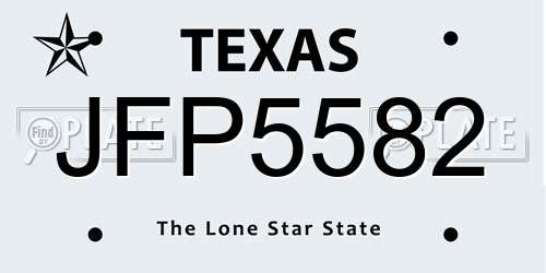 JFP5582 Texas License Plate