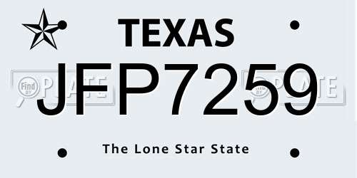 JFP7259 Texas License Plate