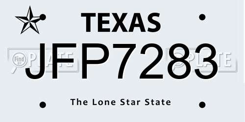 JFP7283 Texas License Plate