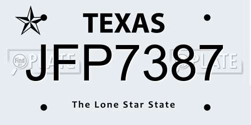 JFP7387 Texas License Plate
