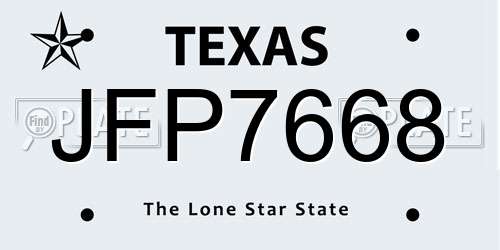 JFP7668 Texas License Plate