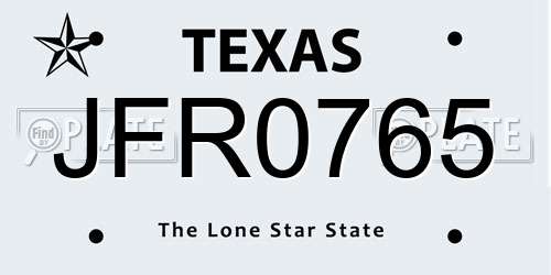 JFR0765 Texas License Plate