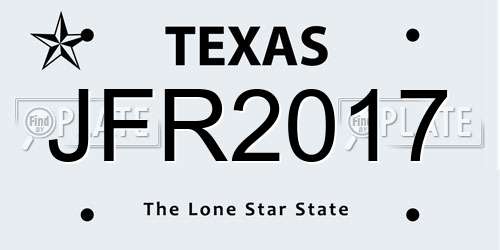 JFR2017 Texas License Plate