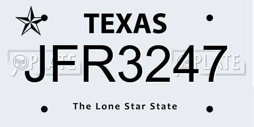 JFR3247 Texas License Plate
