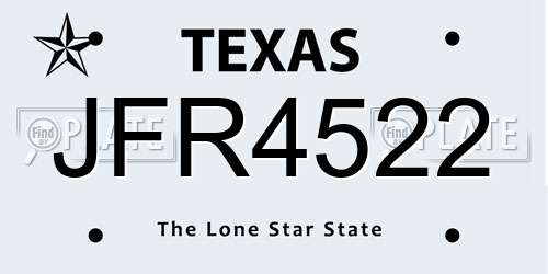 JFR4522 Texas License Plate
