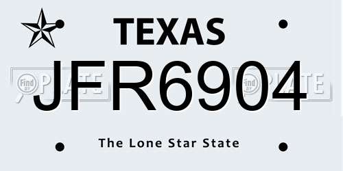 JFR6904 Texas License Plate