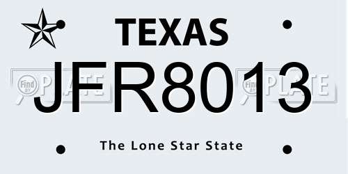 JFR8013 Texas License Plate
