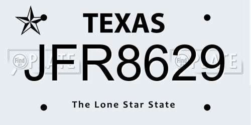 JFR8629 Texas License Plate