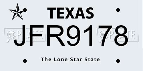 JFR9178 Texas License Plate