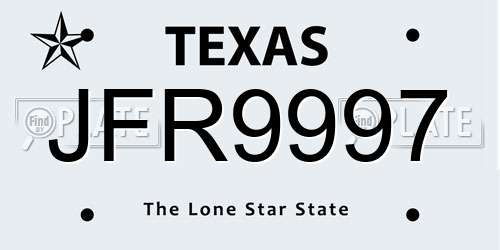JFR9997 Texas License Plate