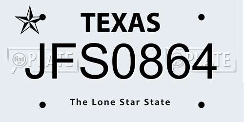JFS0864 Texas License Plate