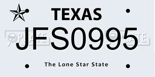 JFS0995 Texas License Plate