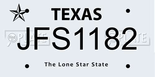 JFS1182 Texas License Plate