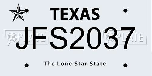 JFS2037 Texas License Plate