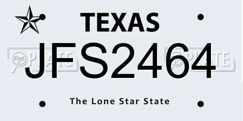 JFS2464 Texas License Plate