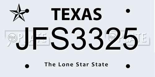JFS3325 Texas License Plate