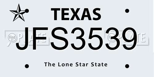 JFS3539 Texas License Plate
