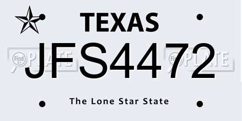 JFS4472 Texas License Plate