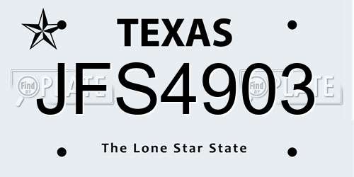 JFS4903 Texas License Plate
