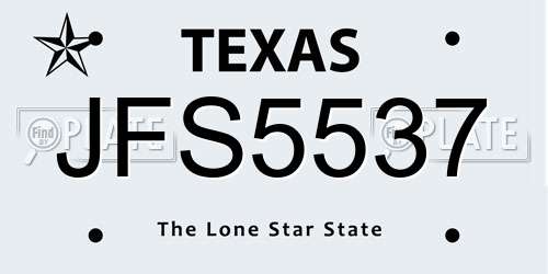 JFS5537 Texas License Plate