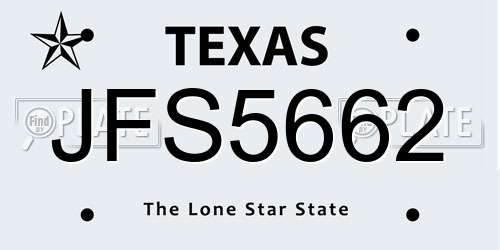 JFS5662 Texas License Plate