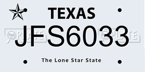 JFS6033 Texas License Plate