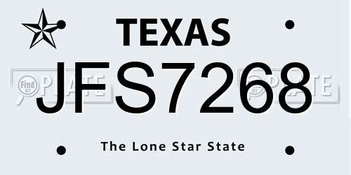 JFS7268 Texas License Plate