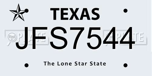 JFS7544 Texas License Plate